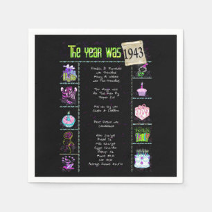 1943 Birth Year Trivia Napkins