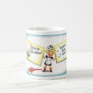 1943 GREETING CARD 'CHRISTMAS--NEW YEAR' COFFEE MUG