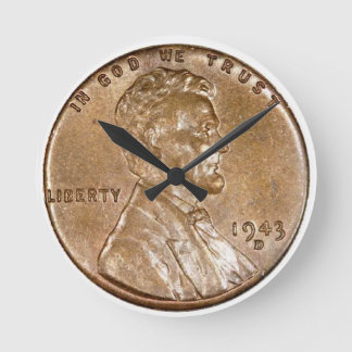 1943 Lincoln Head Copper Penny Round Clock