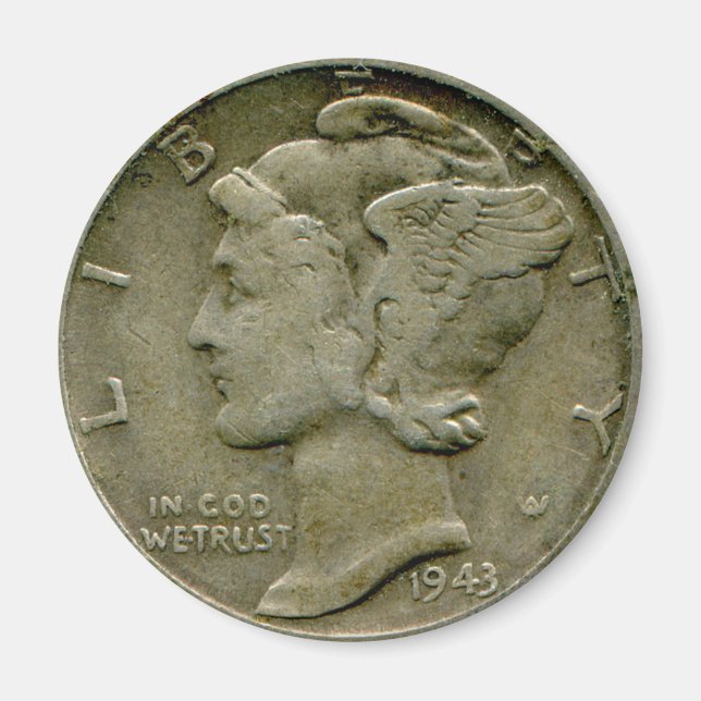 1943 US Mercury dime obverse magnet (Front)