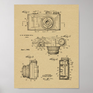 1943 Vintage Camera Patent Art Drawing Print