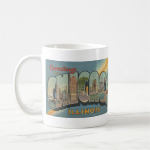 1944 Big Letter Chicago Postcard Coffee Mug