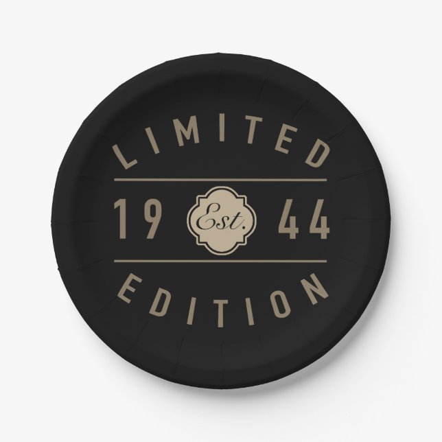 1944 Limited Edition 80th Birthday Paper Plate (Front)