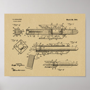 1944 Pistol Rocket Patent Art Drawing Print