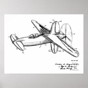 1944 Pusher Aeroplane Patent Art Drawing Print