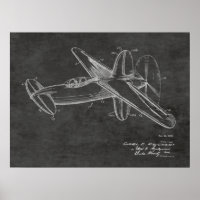 1944 Pusher Aeroplane Patent Art Drawing Print