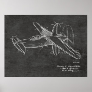 1944 Pusher Aeroplane Patent Art Drawing Print