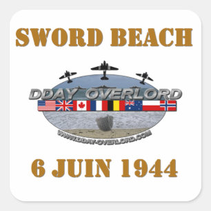 1944 Sword Beach Square Sticker
