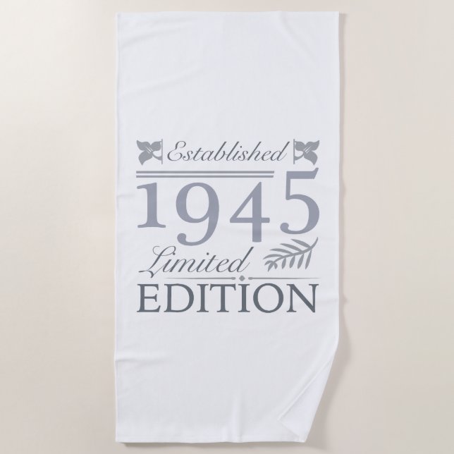 1945 Limited Edition 80th Birthday Beach Towel (Front)