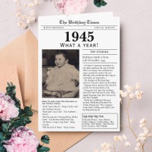 1945 Newspaper Birthday card 80th birthday