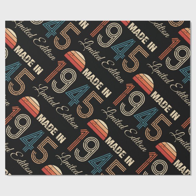 1945 Vintage 80th Birthday Wrapping Paper (Flat)