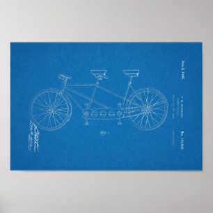 1945 Vintage Schwinn Bicycle Patent Blueprint Art Poster