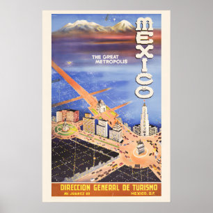 1946 Mexico The Great Metropolis Vintage Style Poster