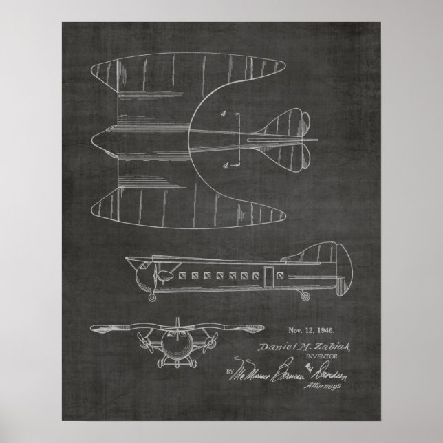 1946 Passenger Aeroplane Patent Art Drawing Print (Front)