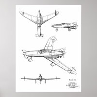 1946 Rear Prop Aeroplane Patent Art Drawing Print