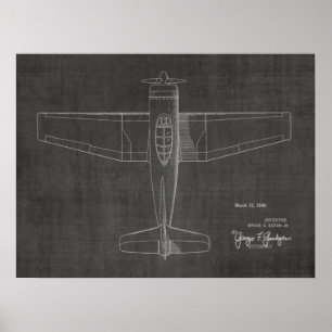 1946 Vintage Aeroplane Patent Art Drawing Print