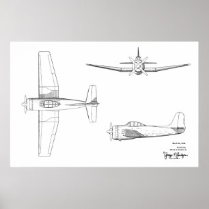 1946 Vintage Aeroplane Patent Art Drawing Print