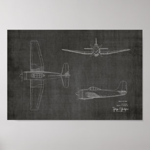 1946 Vintage Aeroplane Patent Art Drawing Print