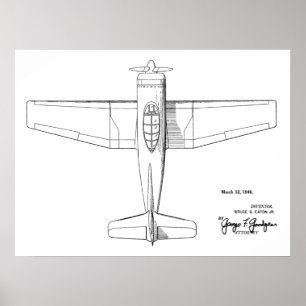 1946 Vintage Aeroplane Patent Art Drawing Print