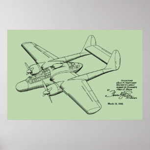 1946 Vintage Aeroplane Patent Drawing Art Print