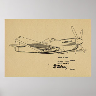 1946 WW2 Aeroplane Patent Art Drawing Print