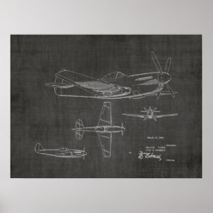 1946 WW2 Aeroplane Patent Art Drawing Print