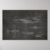 1946 WW2 Aeroplane Patent Art Drawing Print