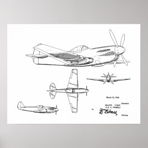1946 WW2 Aeroplane Patent Art Drawing Print