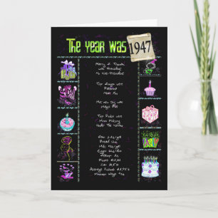 1947 Birthday Fun Trivia Card