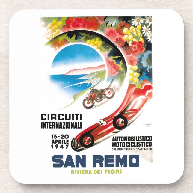1947 San Remo Grand Prix Race Poster Coaster (Front)