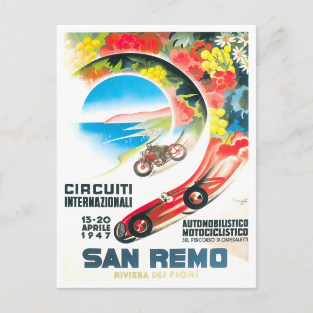 1947 San Remo Italy Grand Prix vintage Postcard (Front)