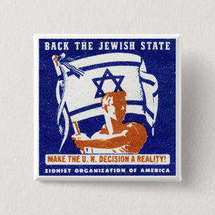 1947 Zionist Poster 15 Cm Square Badge