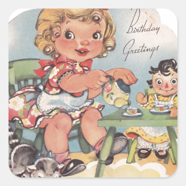 1948 Birthday Greetings Square Sticker (Front)
