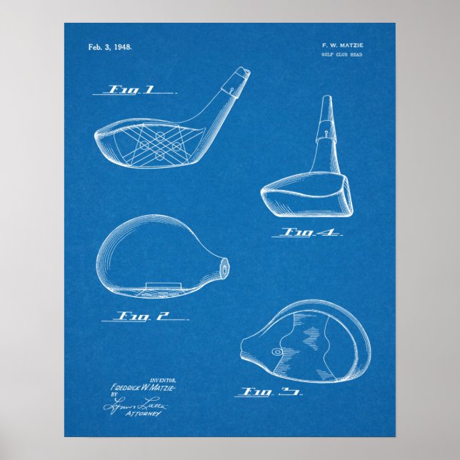 1948 Driver Golf Club Patent Art Drawing Print (Front)