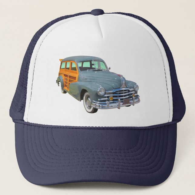 1948 Pontiac Silver Streak Woody Antique Car Trucker Hat (Front)