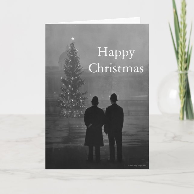 1948: Two policemen regard Christmas Tree Holiday Card (Front)