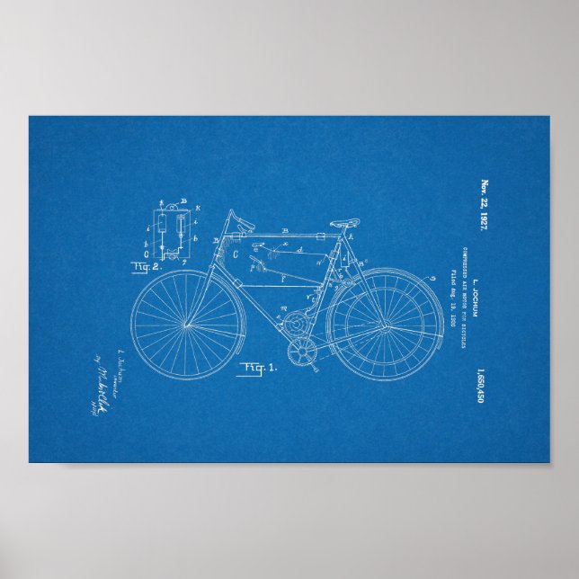 1948 Vintage Schwinn Bicycle Patent Blueprint Art Poster (Front)