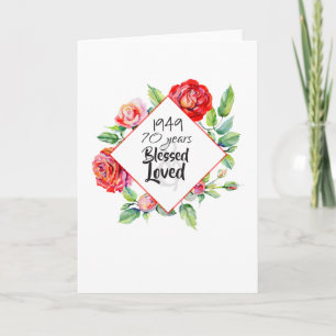 1949 70th Birthday Woman - Watercolor Roses Custom Card