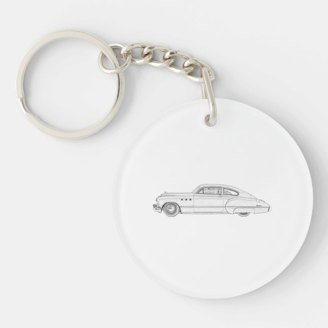1949 Black and White Buick Dynaflow Acrylic Key Ring (Front)