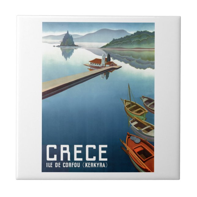 1949 Corfu Greece Travel Poster Tile (Front)