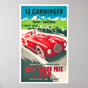 1949 Le Comminges Grand Prix vintage racing Poster