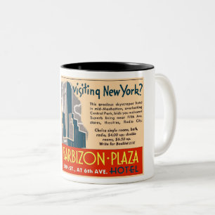 1949 NYC HOTEL ADVERTISEMENT Two-Tone COFFEE MUG