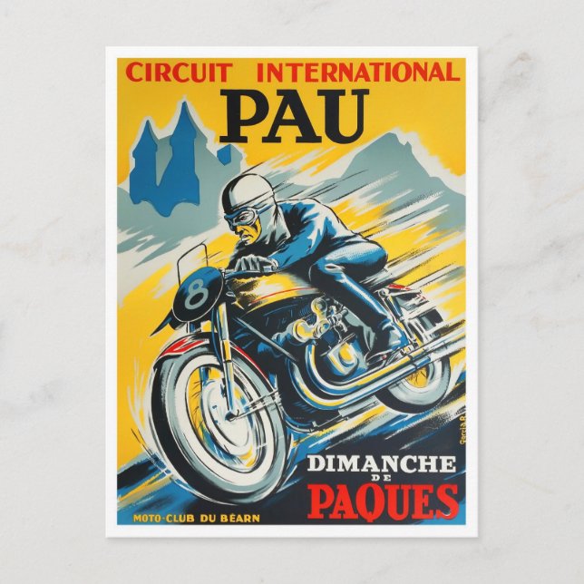 1949 Pau motorcycle vintage racing Postcard (Front)
