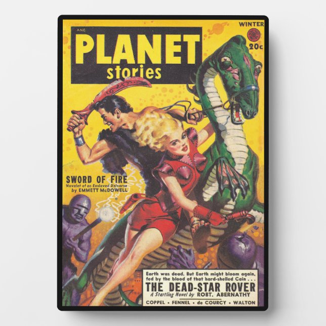 1949 PLANET STORIES PULP MAGAZINE COVER PLAQUE (Front)