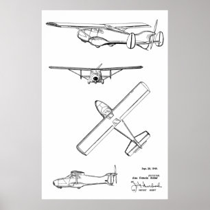 1949 Rear Prop Aeroplane Patent Art Drawing Print