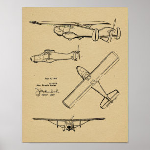 1949 Rear Prop Aeroplane Patent Art Drawing Print