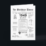 1949 The Year You Were Born Birthday Card<br><div class="desc">Embark on a journey through time with our captivating 1949 birthday card! Overflowing with pivotal moments and fascinating facts, it's a meticulously crafted historical adventure tailored especially for your special day. This birthday card is filled to the brim with intriguing insights and vivid snapshots of life during that era. From...</div>
