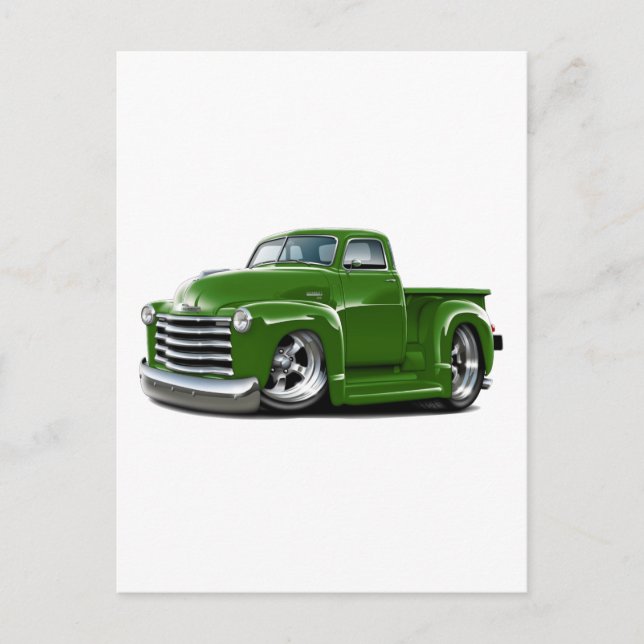 1950-52 Chevy Green Truck Postcard (Front)