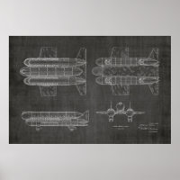 1950 Airship Aeroplane Patent Art Drawing Print