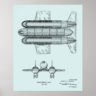 1950 Airship Aeroplane Patent Art Drawing Print